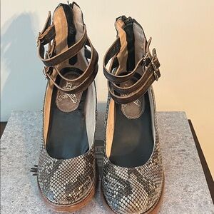 Freebird by Steven Snakeskin Ankle Boots with Brown Accents